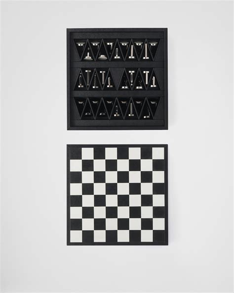 prada chess set|Black Saffiano leather chess set .